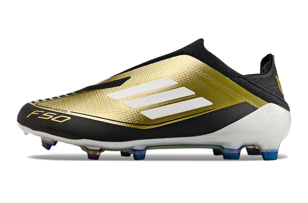Chuteira Adidas F50 X Campo Sem Cadarço - Dourada/Preta