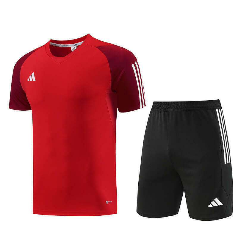 Conjunto Adidas Masculino Camisa Vermelha e Bermuda Preta