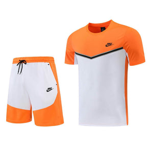 Conjunto Nike Masculino Camisa e Bermuda Laranja e Branco